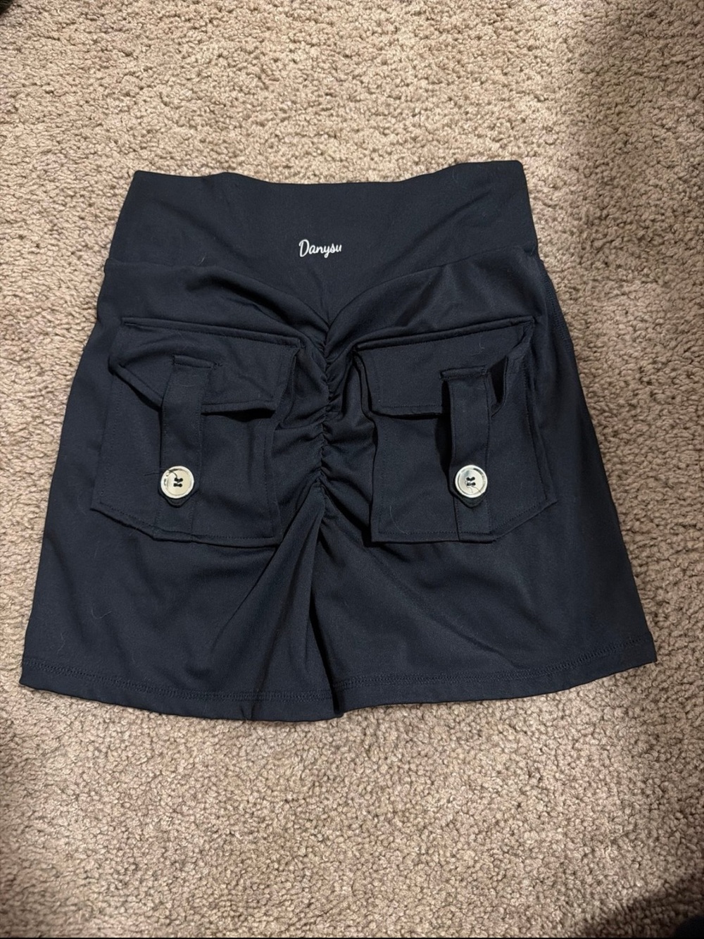 Danysu Pocket Shorts Cross High Waist Scrunch Butt Booty Workout Athletic Black